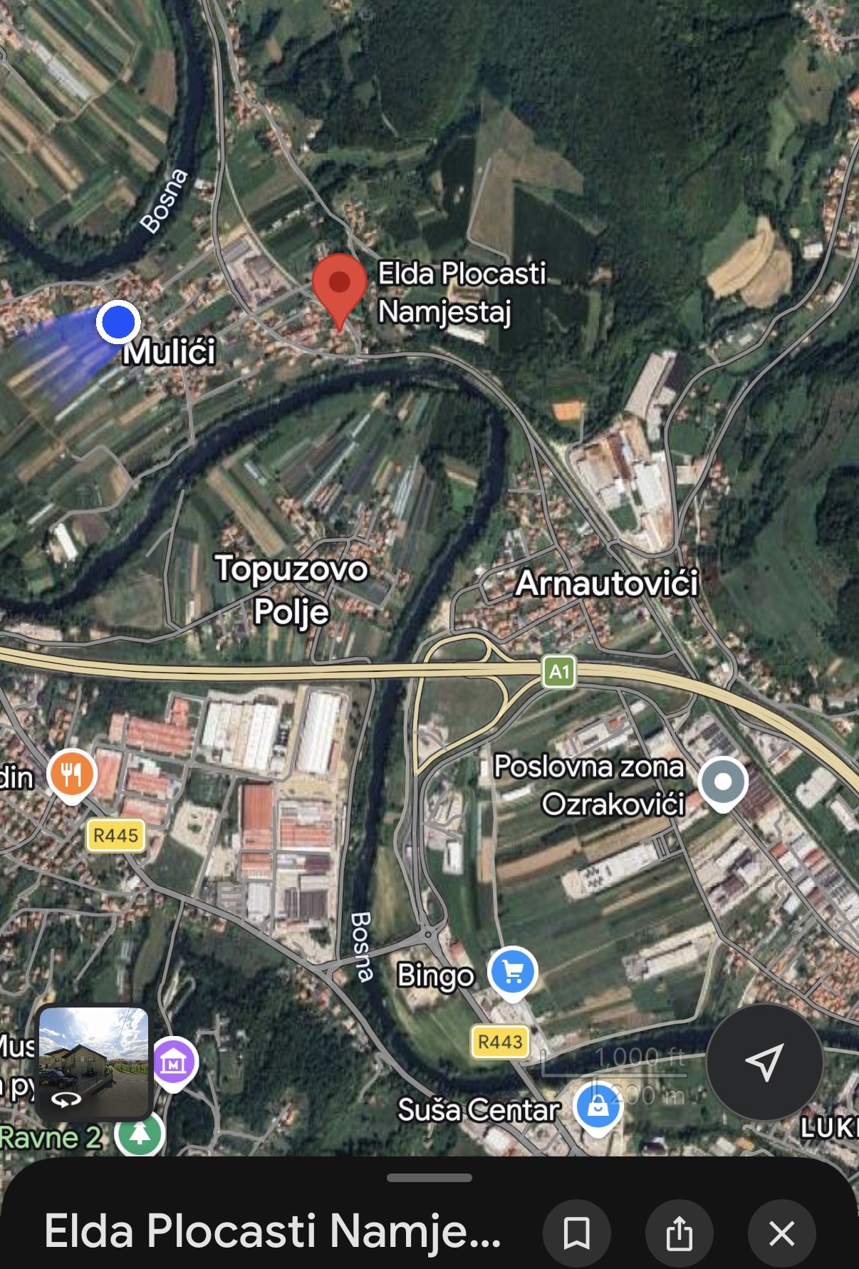 Lokacija Elda Pločasti Namještaj — Mulići, Topuzovo Polje, Visoko na karti